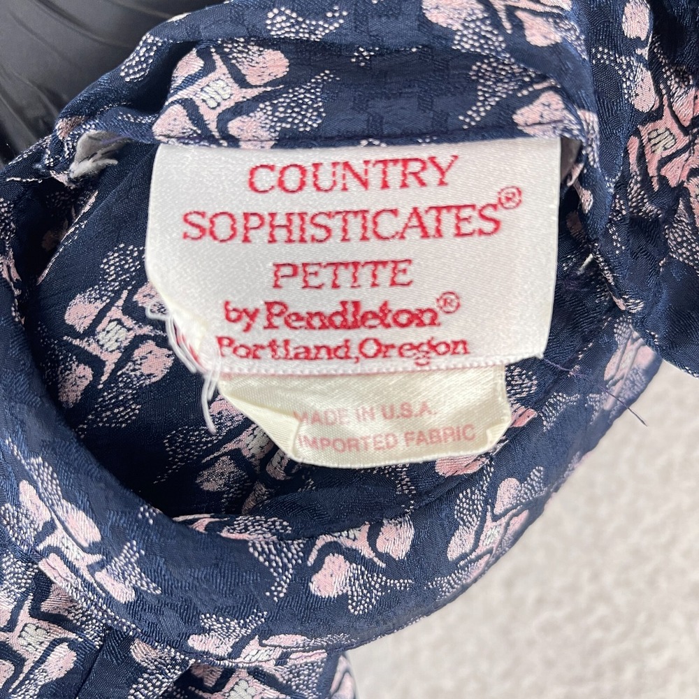 Vintage‎ Country Sophisticates by Pendleton Blue Floral Shirt Womens Size PM - Picture 14 of 16
